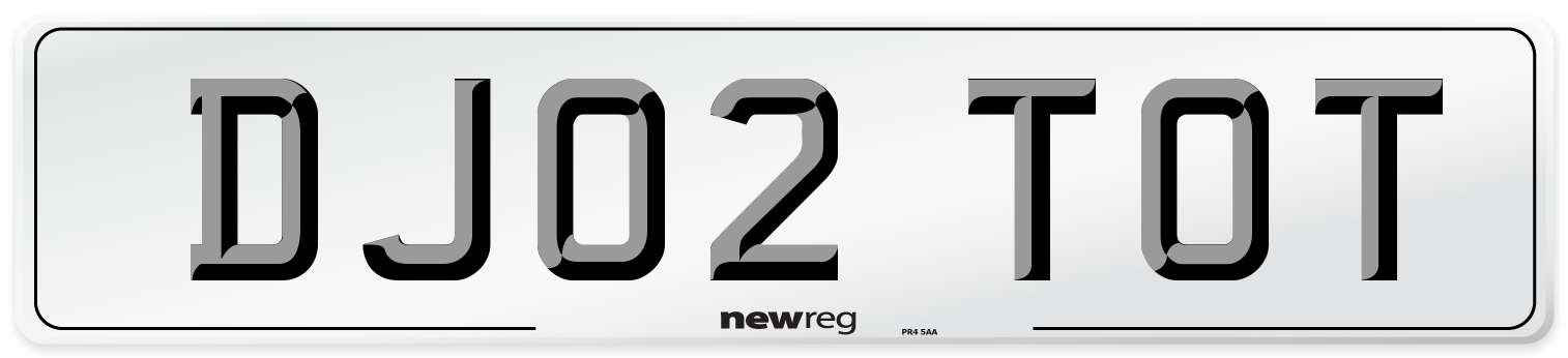 DJ02 TOT Number Plate from New Reg
